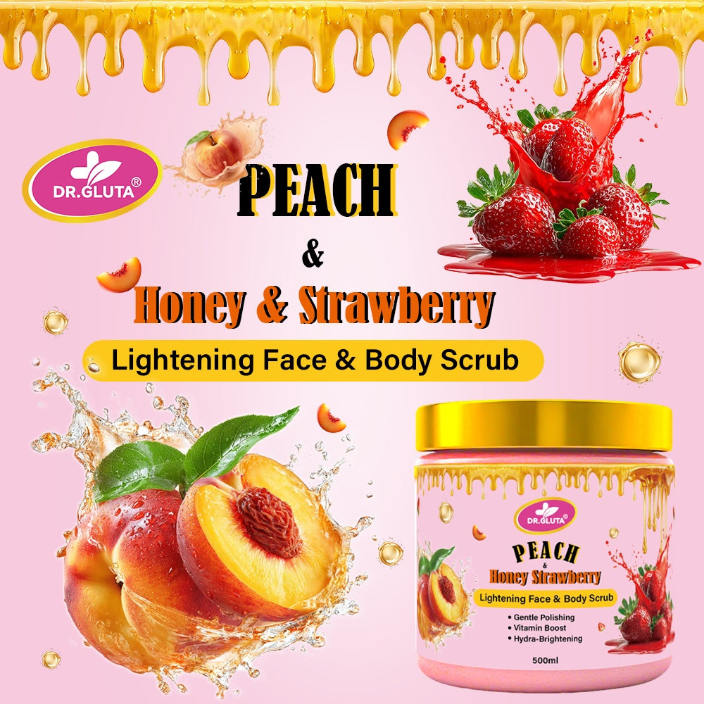 Peach &amp; Strawberry Body Scrub Lightening Face Skin Care Whitening Body Scrub 500ml