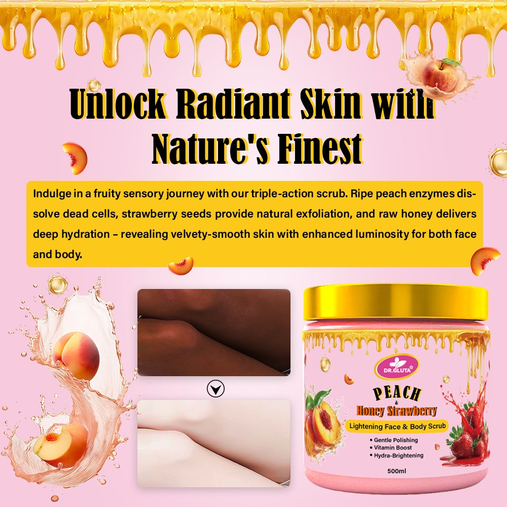 Peach &amp; Strawberry Body Scrub Lightening Face Skin Care Whitening Body Scrub 500ml