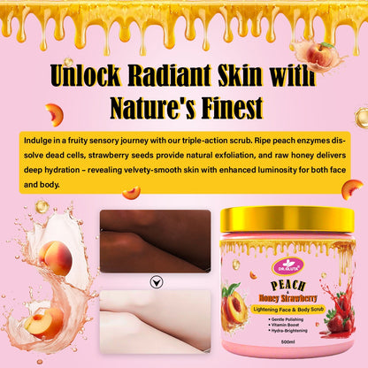 Peach &amp; Strawberry Body Scrub Lightening Face Skin Care Whitening Body Scrub 500ml